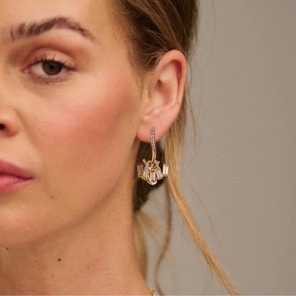 ALEXIS BITTAR • Gold Crystal Encrusted Stone Cluster Drop Earrings - Picture 5 of 8
